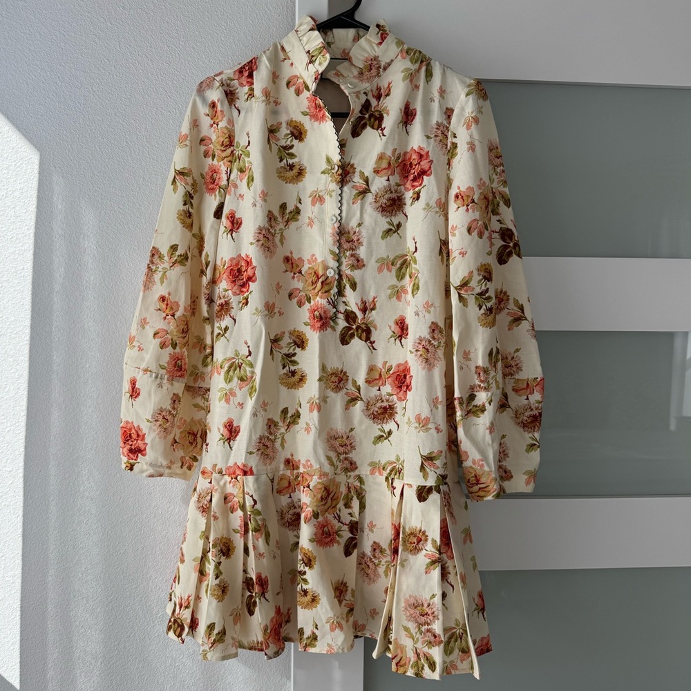 Tuckernuck Floral Mini Dress - Cream and Pink